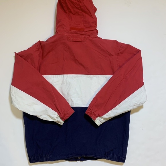 Vintage 90s Sutter & Grant Red White Blue Hoodie Windbreaker Jacket Size S/M - Picture 6 of 11